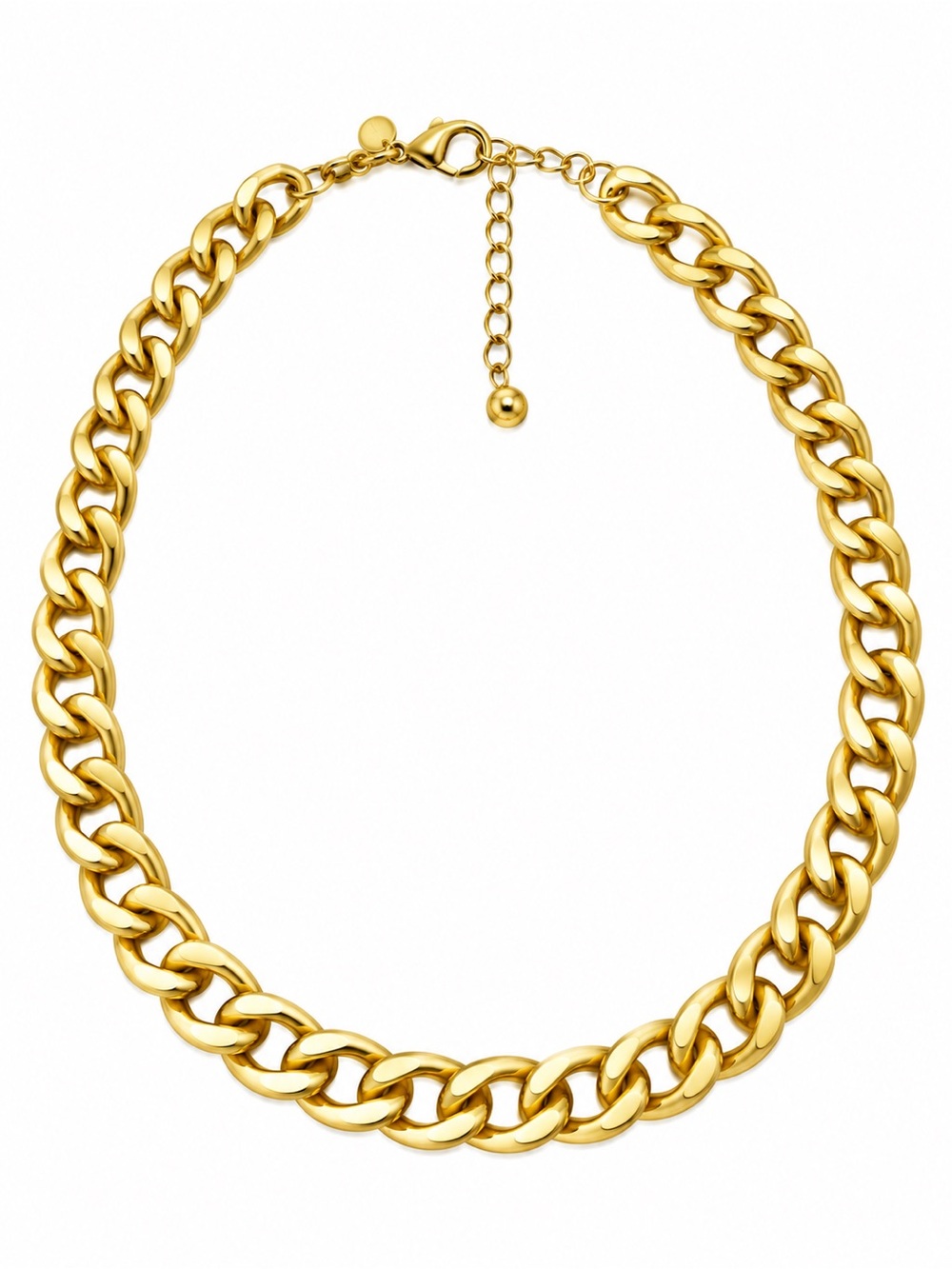 Gold Tone Chunky Curb Chain Choker Necklace Adjustable Statement